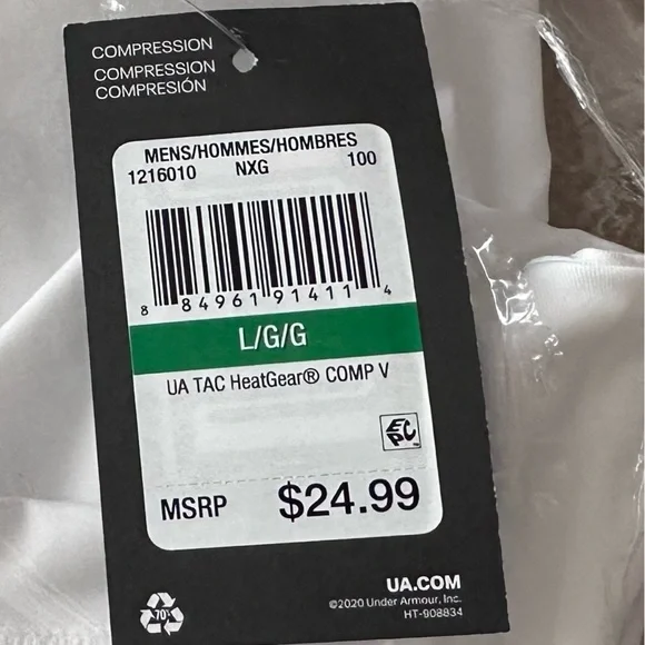 NWT Under Armour Men's V-neck Compression Short-sleeve T-shirt, White, Size L - Picture 13 of 13